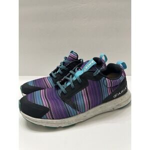 Ariat Fuse Women's Athletic Shoes Purple Teal Black 7B Lace-Up Striped
